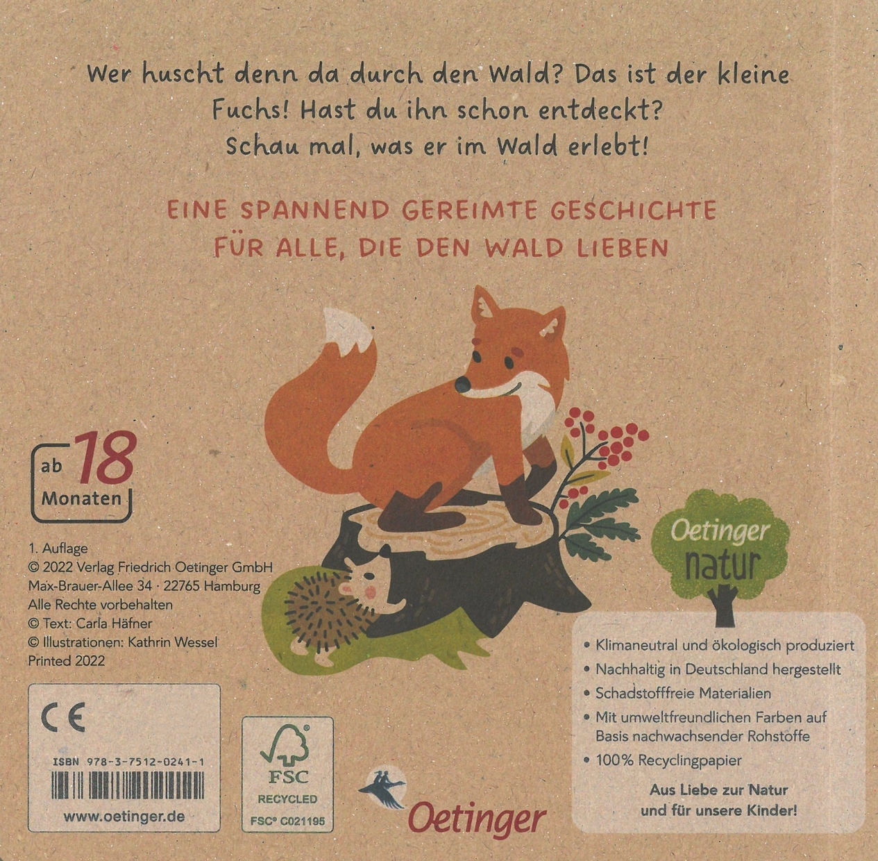Rückseitencover Meine Waldfreunde. Der kleine Fuchs