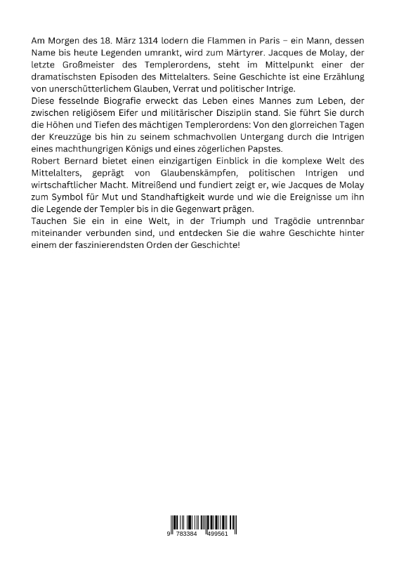 Rückseitencover Jacques de Molay: Der letzte Tempelritter