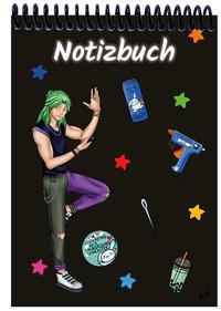 Vorderes Coverbild A 4 Notizblock Manga Quinn, schwarz, liniert
