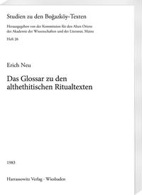 Vorderes Coverbild Glossar zu den althethitischen Ritualtexten
