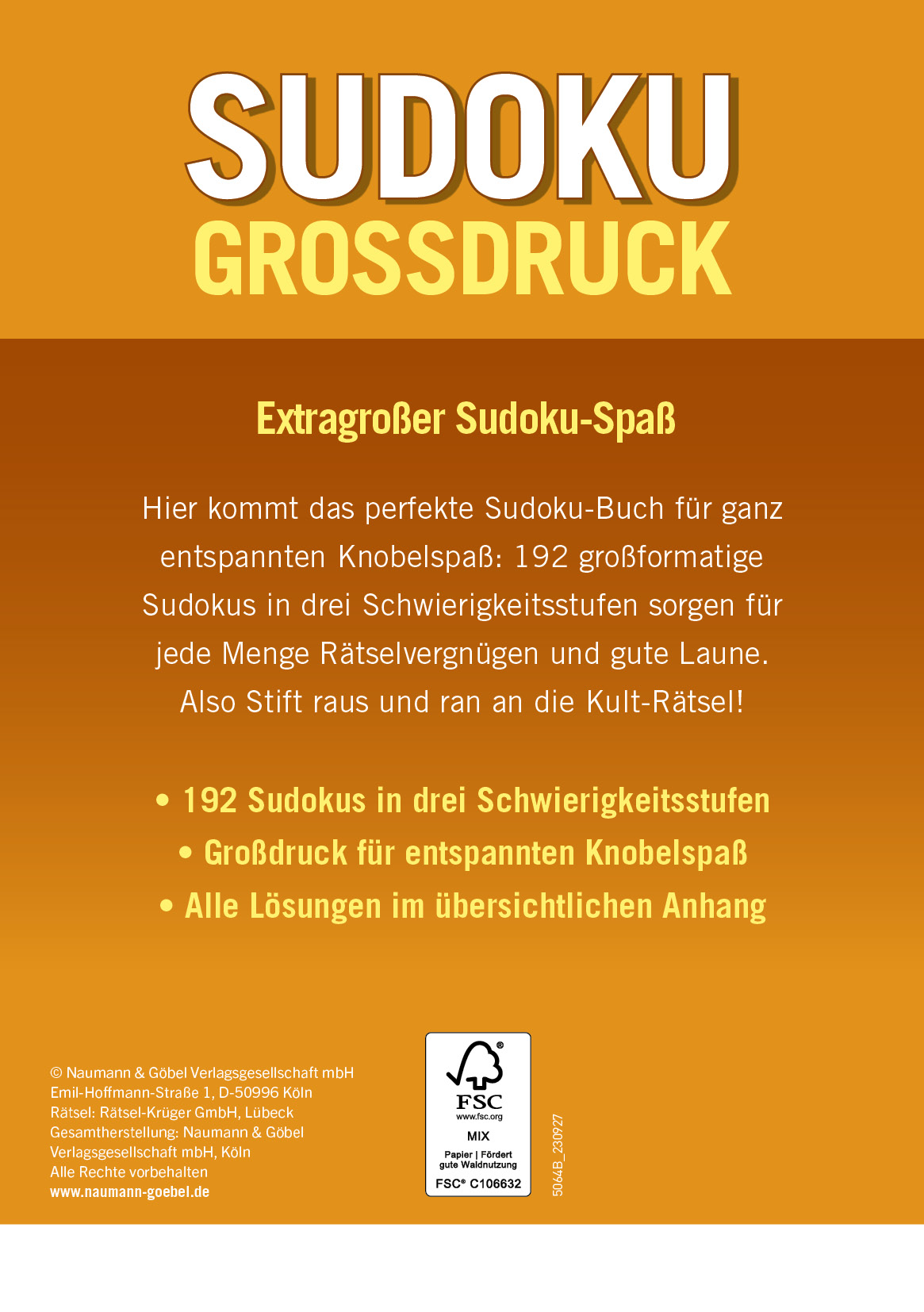 Rückseitencover Sudoku Großdruck Band 2