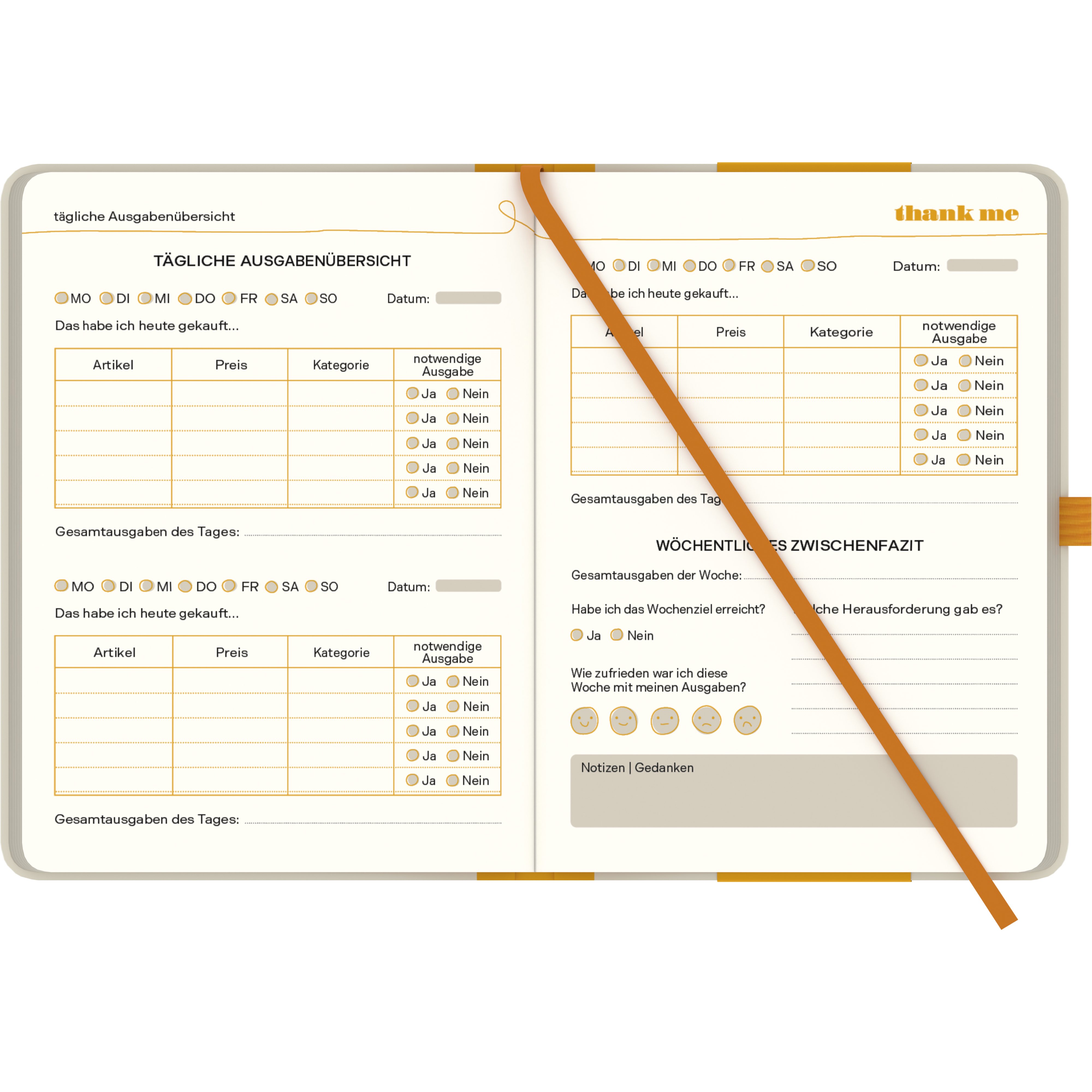 Beispielinhalt (Bild) thank me - my mindful minutes - 10 minutes daily budgeting