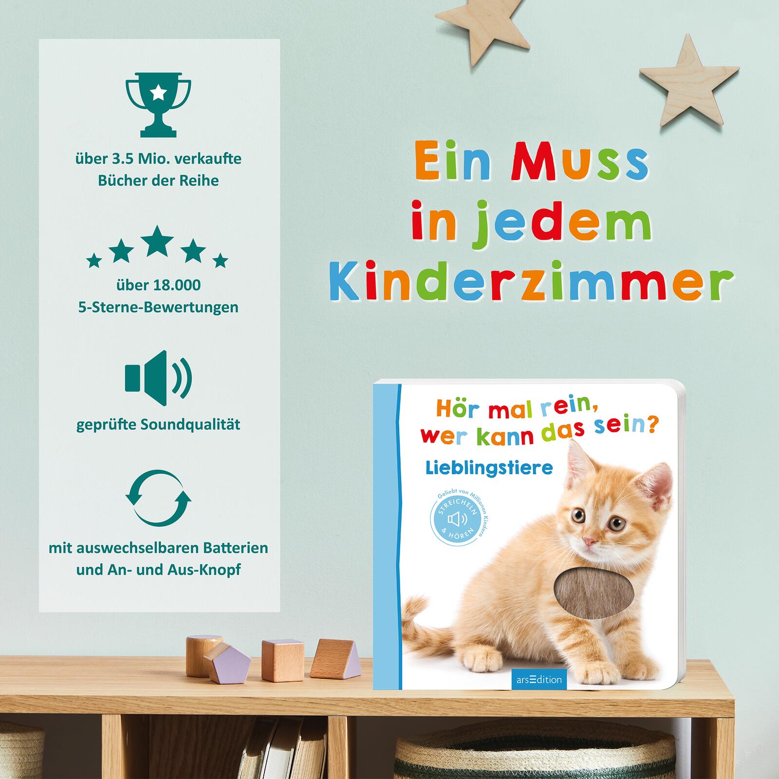 Beispielinhalt (Bild) Hör mal rein, wer kann das sein? – Kuschelige Tiere