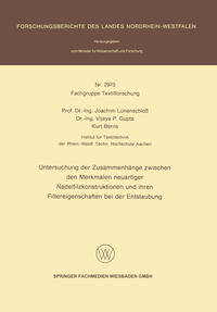 Vorderes Coverbild Untersuchung der Zusammenhänge zwischen den Merkmalen neuartiger Nadelfilzkonstruktionen und ihren Filtereigenschaften bei der Entstaubung