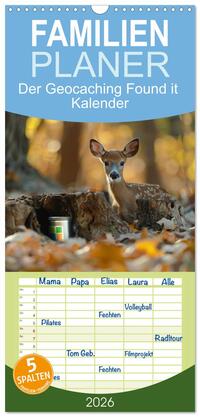 Vorderes Coverbild Familienplaner 2026 - Der Geocaching Found it Kalender mit 5 Spalten (Wandkalender, 21 x 45 cm) CALVENDO