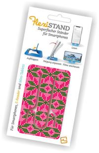 Vorderes Coverbild Flexistand (Icelandic Pink) - flexibler Handyaufsteller - für alle Handys und Mini-Tablets - superflach - stufenlos verstellbar - hochkant und quer - passt in jede Hosentasche