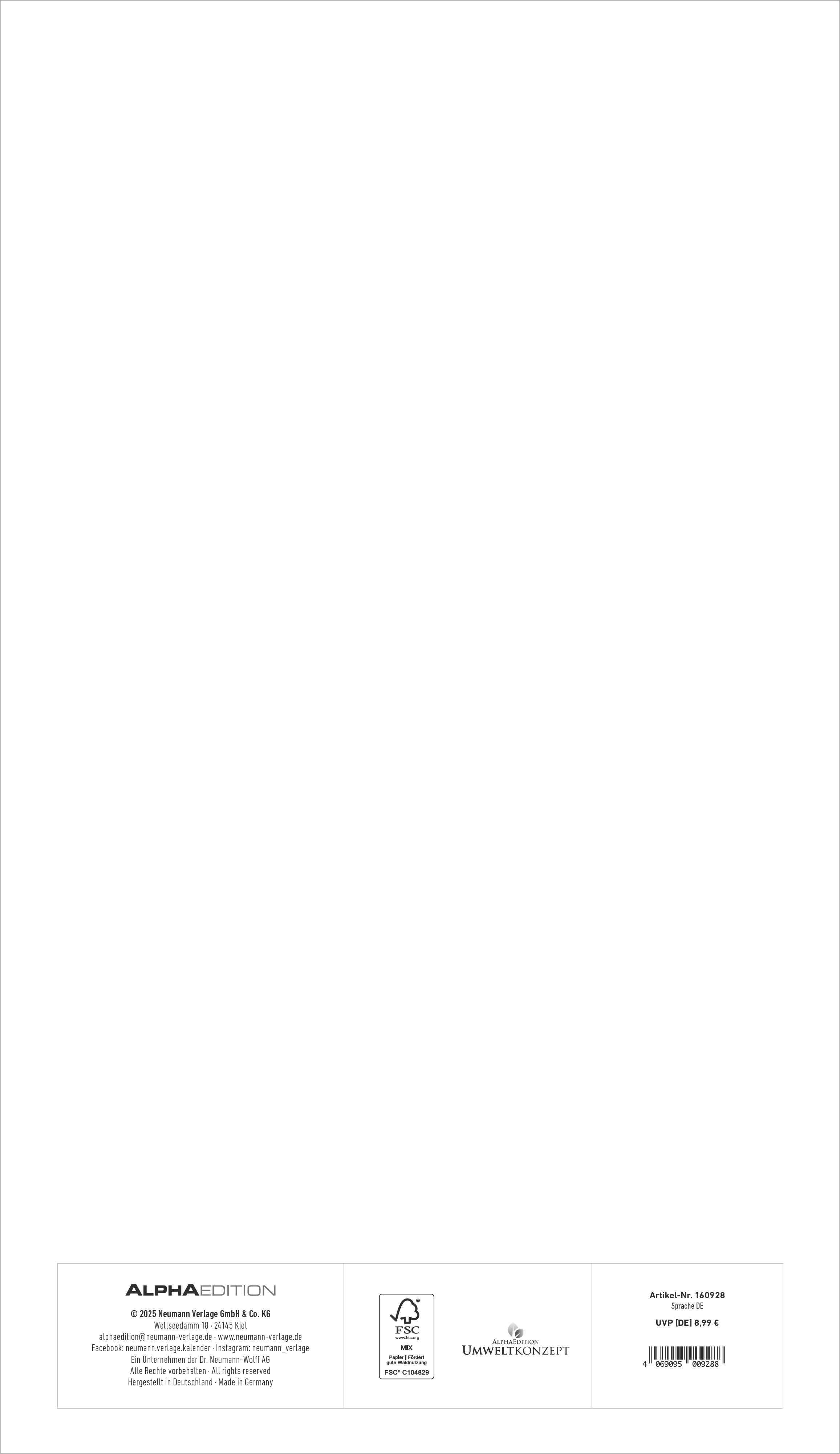 Rückseitencover Unser buntes Jahr 2026 Familienplaner - Familien-Timer 26x45 cm - Offset-Papier - mit Ferienterminen - Wand-Planer - Familienkalender - Alpha Edition