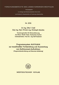 Vorderes Coverbild Programmsystem MAVAMM zur maschinellen Vorbereitung und Auswertung von Multimoment-Aufnahmen