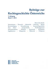 Vorderes Coverbild Beiträge zur Rechtsgeschichte Österreichs