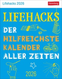Vorderes Coverbild Lifehacks Tagesabreißkalender 2026 - Der hilfreichste Kalender aller Zeiten