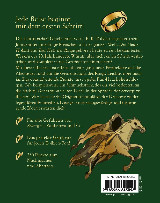 Rückseitencover Die Bucket List für Tolkien Fans