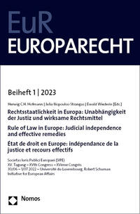 Vorderes Coverbild Rechtsstaatlichkeit in Europa: Unabhängigkeit der Justiz und wirksame Rechtsmittel | Rule of Law in Europe: Judicial independence and effective remedies | État de droit en Europe: indépendance de la justice et recours effectifs