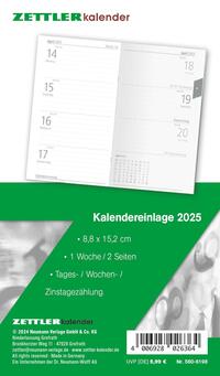 Vorderes Coverbild Zettler - Kalender-Ersatzeinlage 2025, 8,8x15,2cm, Ersatzeinlage für Taschenplaner Typ 560, in Folienverpackung, 1 Monat auf 1 Seite, Tages,- Wochen- und Arbeitstagezählung und deutsches Kalendarium