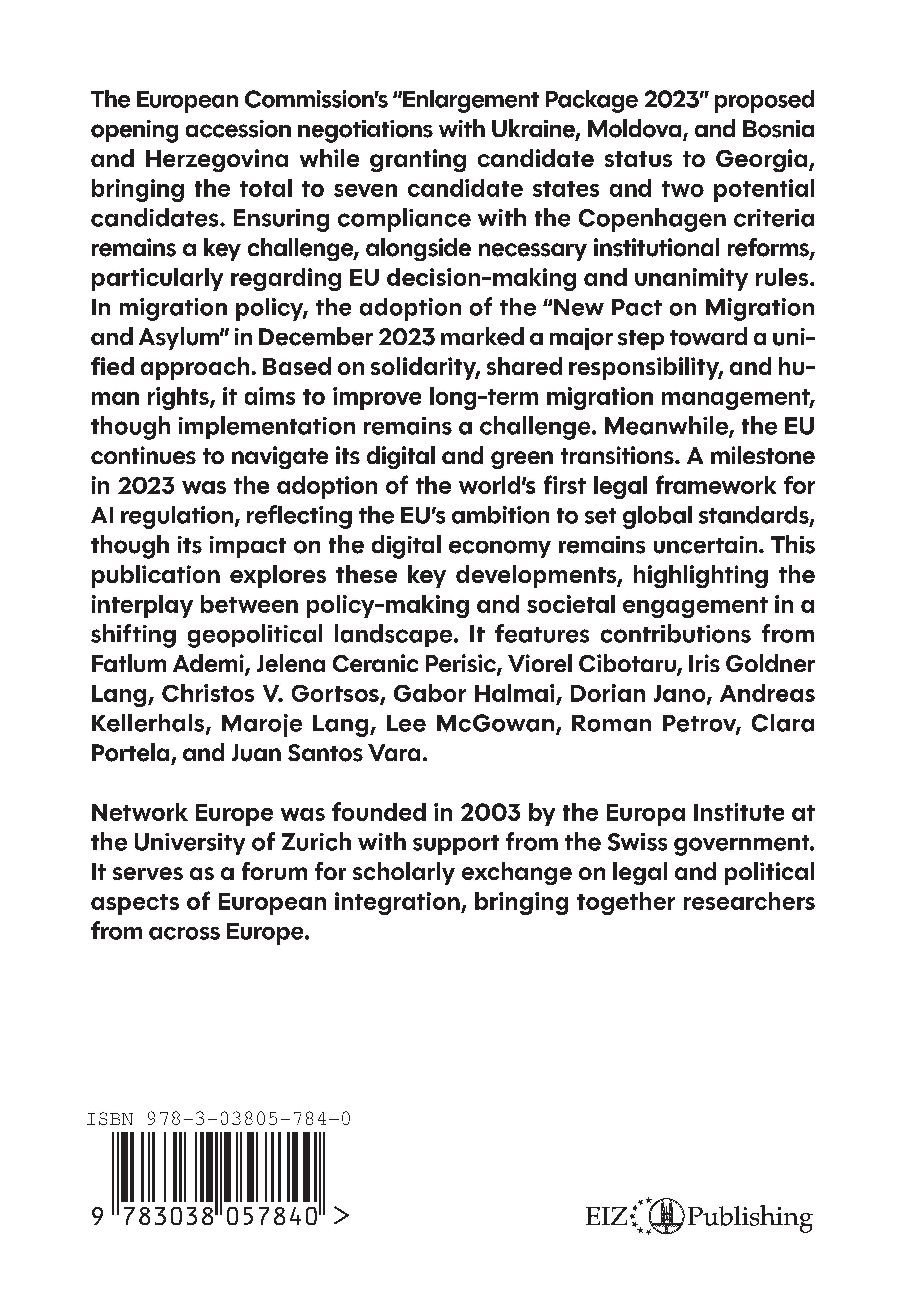 Rückseitencover European Integration in Times of Security Challenges