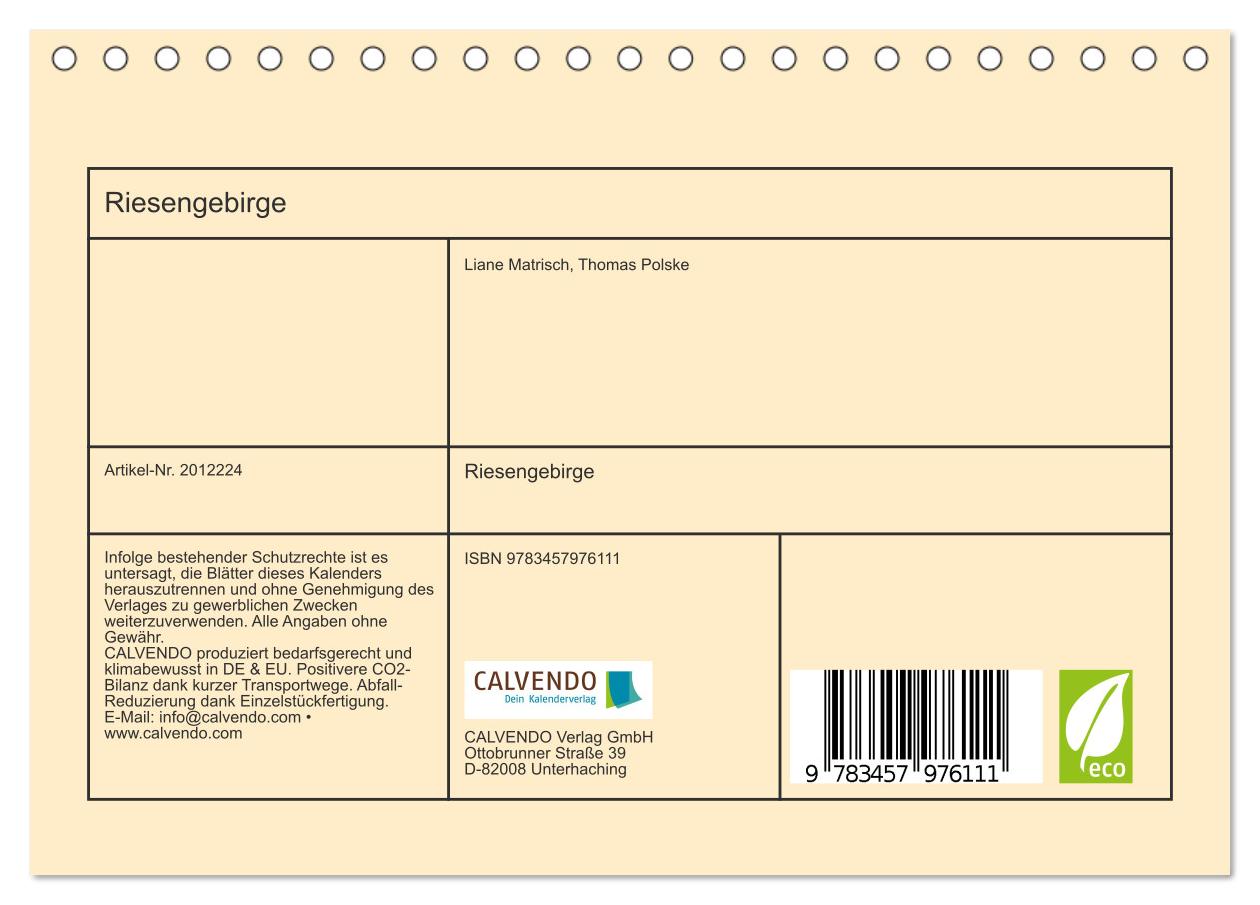 Beispielinhalt (Bild) Riesengebirge (Tischkalender 2026 DIN A5 quer), CALVENDO Monatskalender