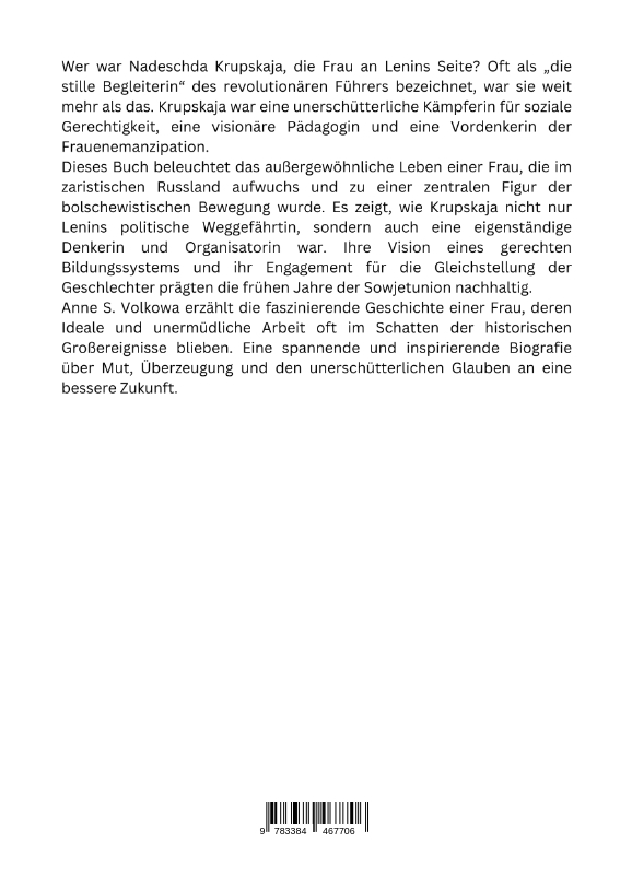 Rückseitencover Nadeschda Krupskaja: Im Schatten Lenins