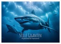 Vorderes Coverbild Stille Giganten - KI-generierte Hai-Impressionen (Wandkalender 2025 DIN A2 quer), CALVENDO Monatskalender