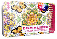 Vorderes Coverbild Colorful World Designdose mit 12 Buntstiften
