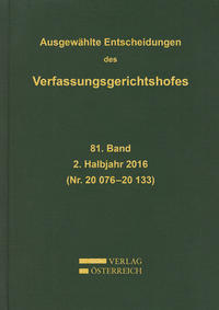 Vorderes Coverbild Ausgewählte Entscheidungen des Verfassungsgerichtshofes