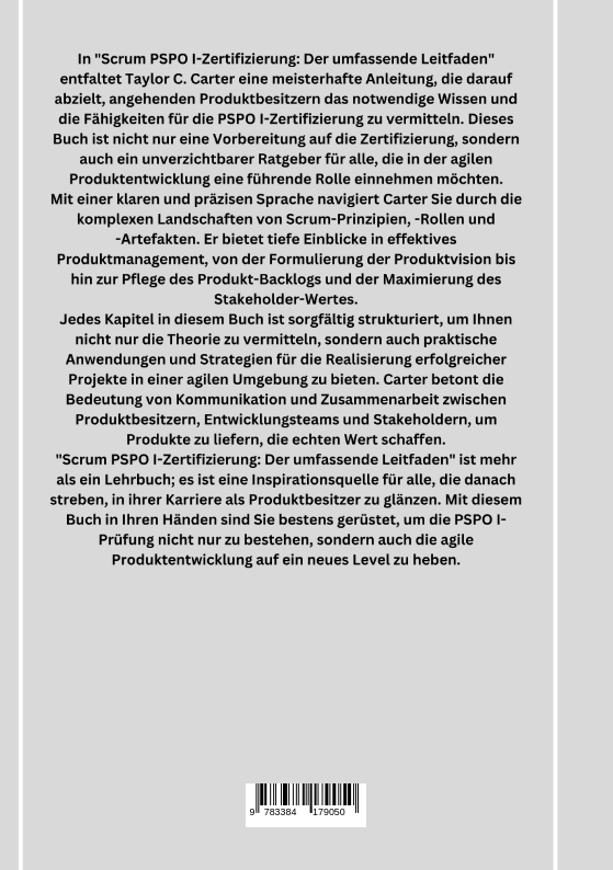 Rückseitencover Scrum PSPO I- Zertifizierung