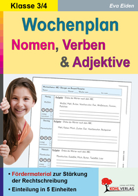 Vorderes Coverbild Wochenplan Nomen, Verben und Adjektive