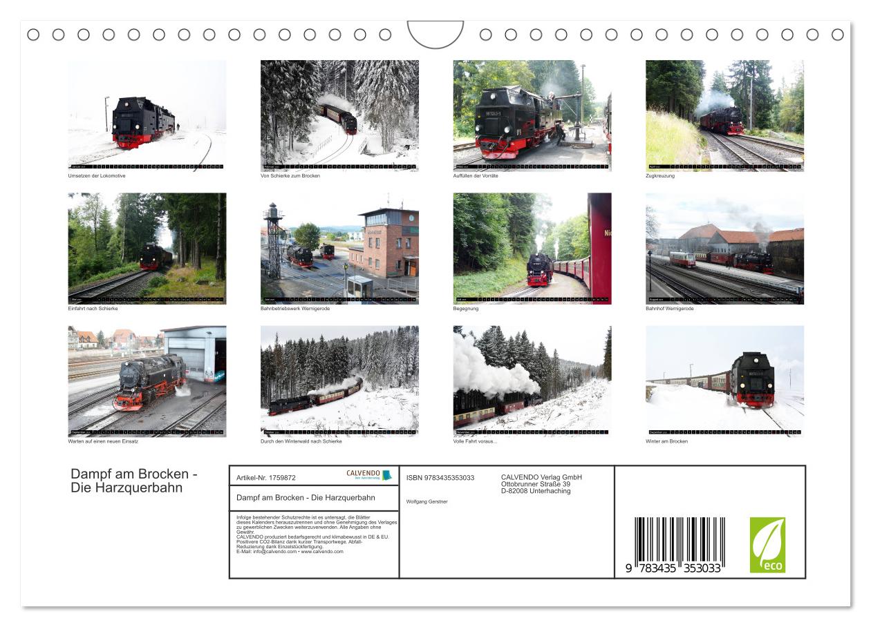 Beispielinhalt (Bild) Dampf am Brocken - Die Harzquerbahn (Wandkalender 2025 DIN A4 quer), CALVENDO Monatskalender