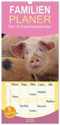 Vorderes Coverbild Familienplaner 2025 - Der Schweinekalender mit 5 Spalten (Wandkalender, 21 x 45 cm) CALVENDO