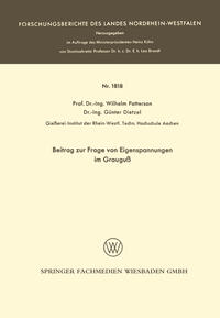 Vorderes Coverbild Beitrag zur Frage von Eigenspannungen im Grauguß