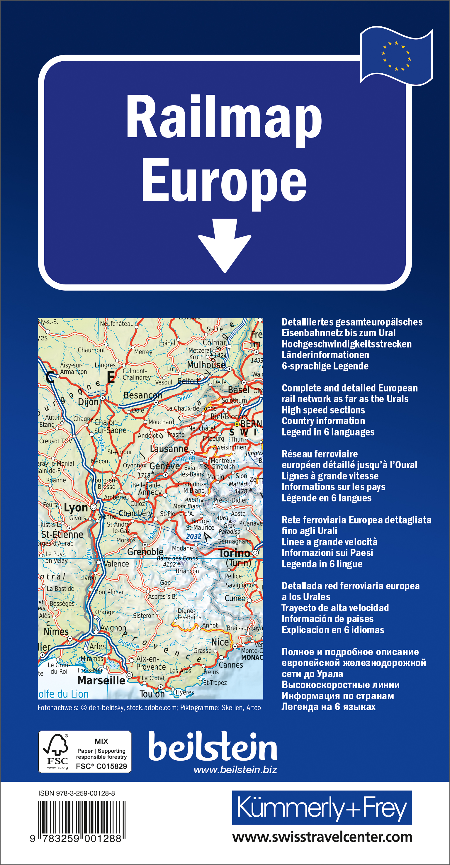 Rückseitencover Kümmerly+Frey Europa, Railmap 1:5 Mio.