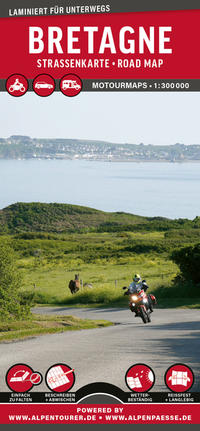 Vorderes Coverbild MoTourMaps Bretagne Auto- und Motorradkarte 1:300.000