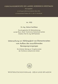Vorderes Coverbild Untersuchung zur Abhängigkeit von Elementarzeiten vom Aufbau des auszuführenden Bewegungsvorganges