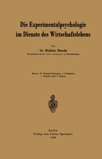 Vorderes Coverbild Die Experimentalpsychologie im Dienste des Wirtschaftslebens
