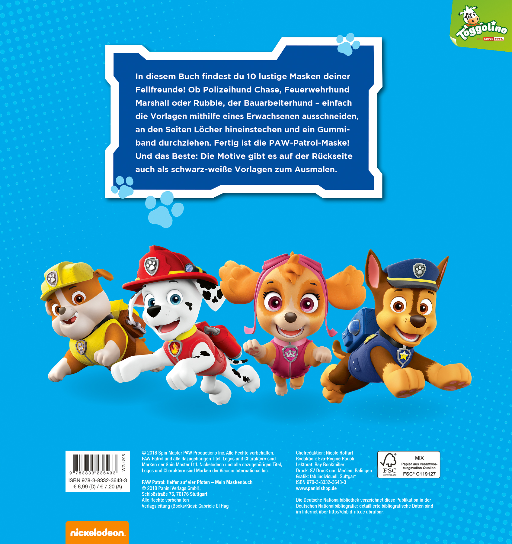 Rückseitencover PAW Patrol: Mein Maskenbuch