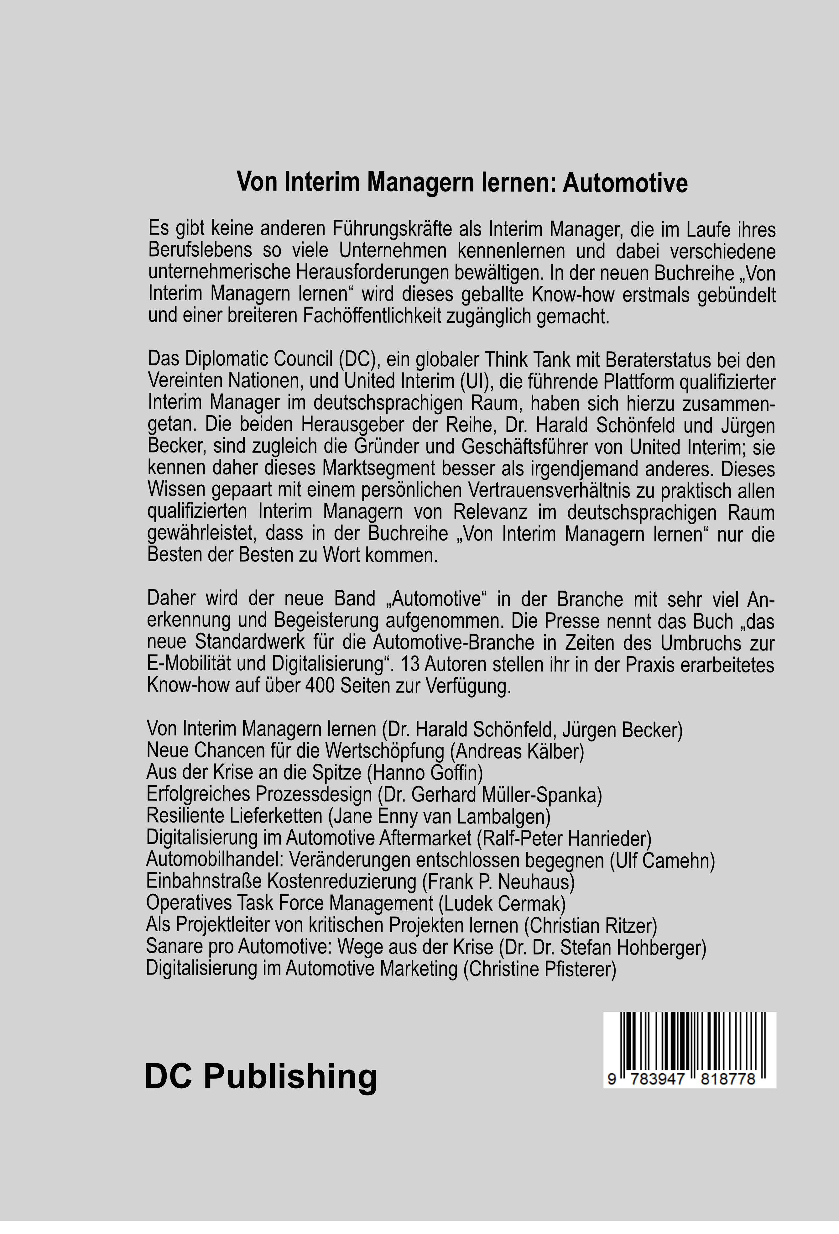 Rückseitencover Automotive: Interim Manager berichten aus der Praxis