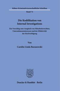Vorderes Coverbild Die Kodifikation von Internal Investigations.