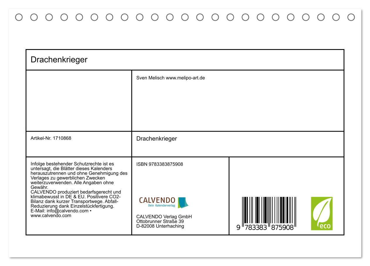 Beispielinhalt (Bild) Drachenkrieger (Tischkalender 2025 DIN A5 quer), CALVENDO Monatskalender