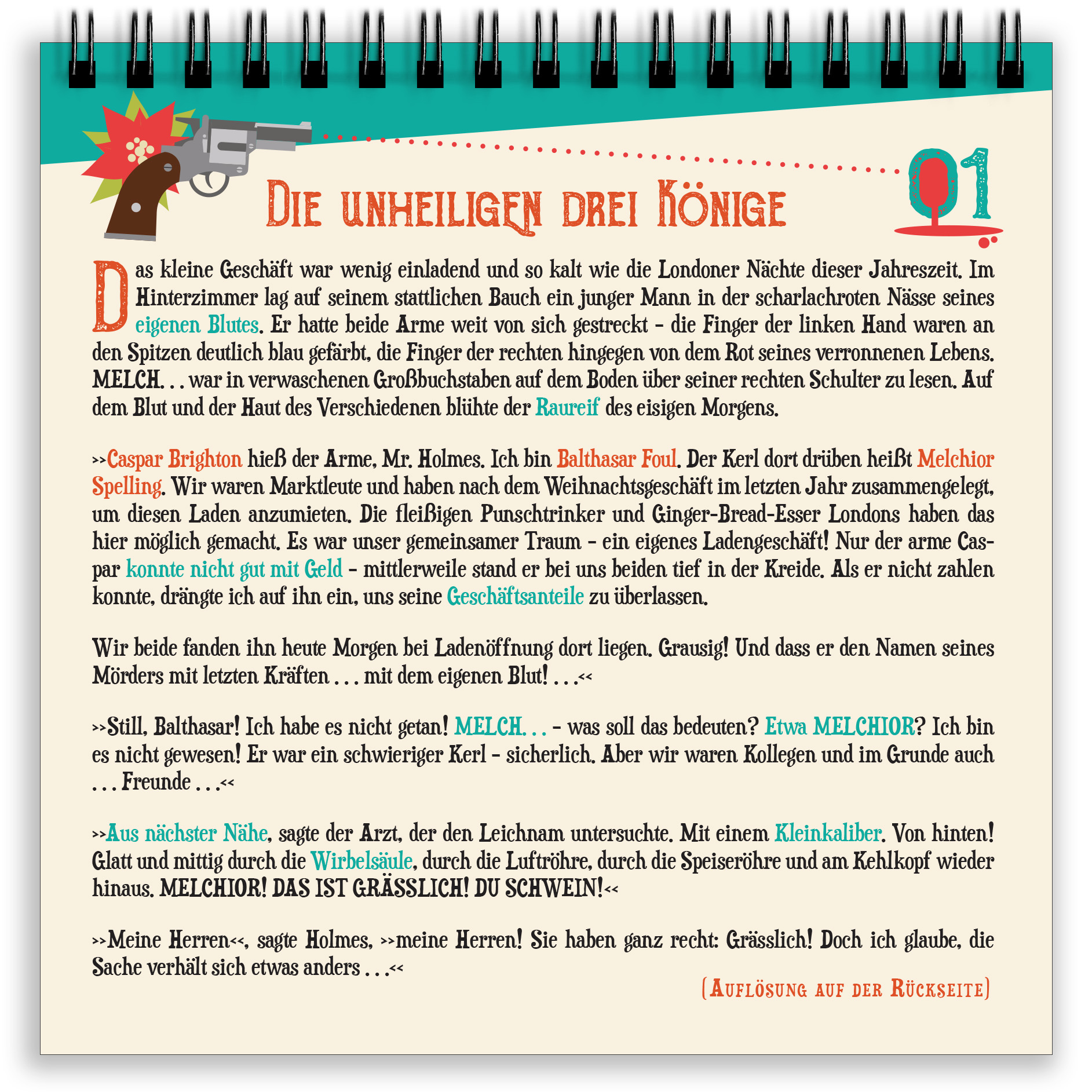 Beispielinhalt (Bild) Mr. Holmes Krimi-Adventskalender