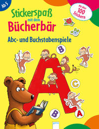 Vorderes Coverbild Stickerspaß mit dem Bücherbär. Abc- und Buchstabenspiele