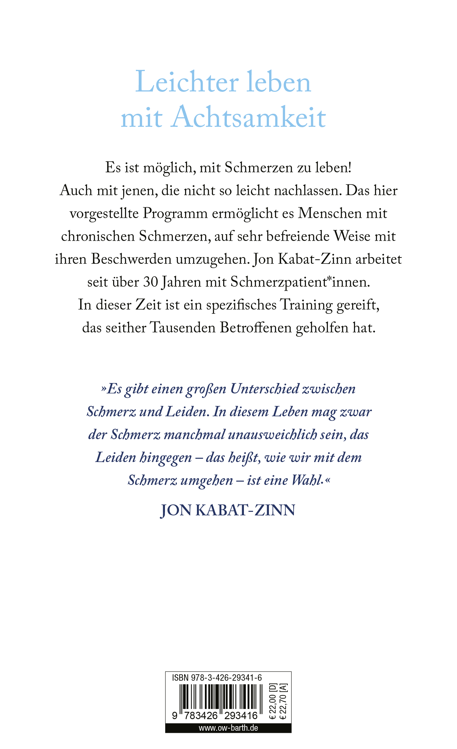 Rückseitencover Achtsam mit dem Schmerz
