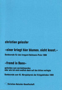 Vorderes Coverbild "Einer kriegt hier Blumen statt Knast" / "Fremd in Bonn"