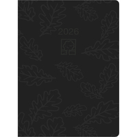 Vorderes Coverbild Taschenkalender anthrazit 2026 - Bürokalender 10,2x14,2 - 1 Tag auf 1 Seite - robuster Kartoneinband - Stundeneinteilung 7-19 Uhr - Blauer Engel - 610-0721