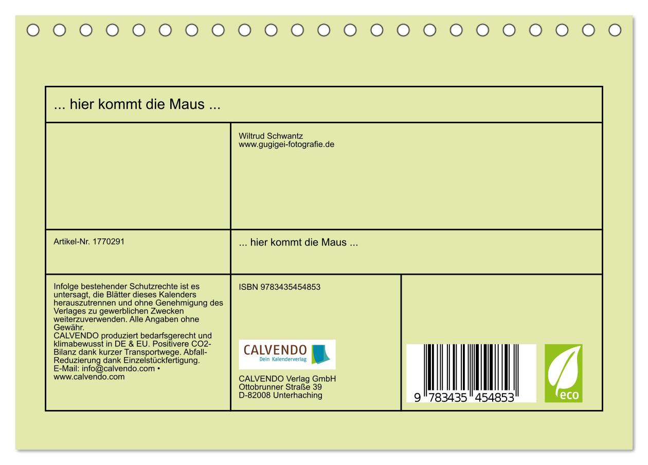 Beispielinhalt (Bild) ... hier kommt die Maus ... (Tischkalender 2025 DIN A5 quer), CALVENDO Monatskalender