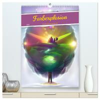 Vorderes Coverbild Farbexplosion - Kunterbuntes aus der KI (hochwertiger Premium Wandkalender 2025 DIN A2 hoch), Kunstdruck in Hochglanz