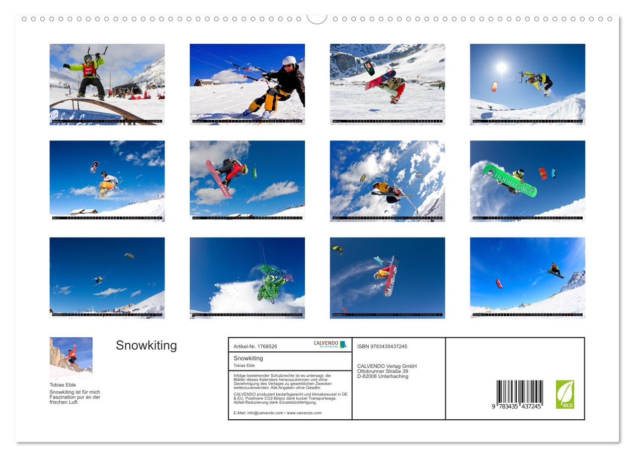 Beispielinhalt (Bild) Snowkiting (hochwertiger Premium Wandkalender 2025 DIN A2 quer), Kunstdruck in Hochglanz