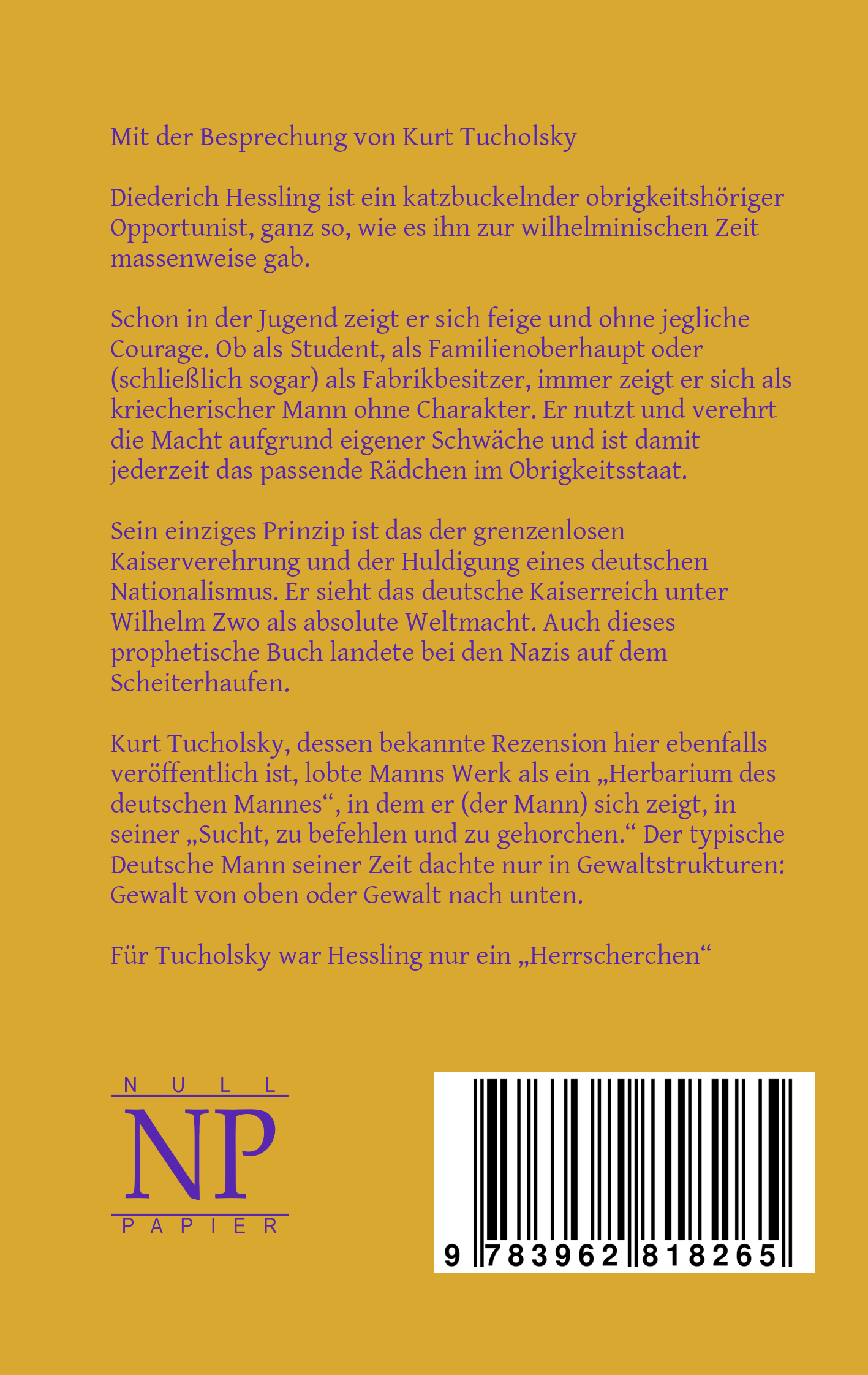 Rückseitencover Der Untertan