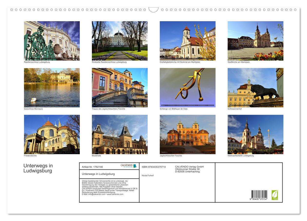 Beispielinhalt (Bild) Unterwegs in Ludwigsburg (Wandkalender 2025 DIN A2 quer), CALVENDO Monatskalender