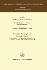 Vorderes Coverbild Generative Phonologie und Generative Metrik
