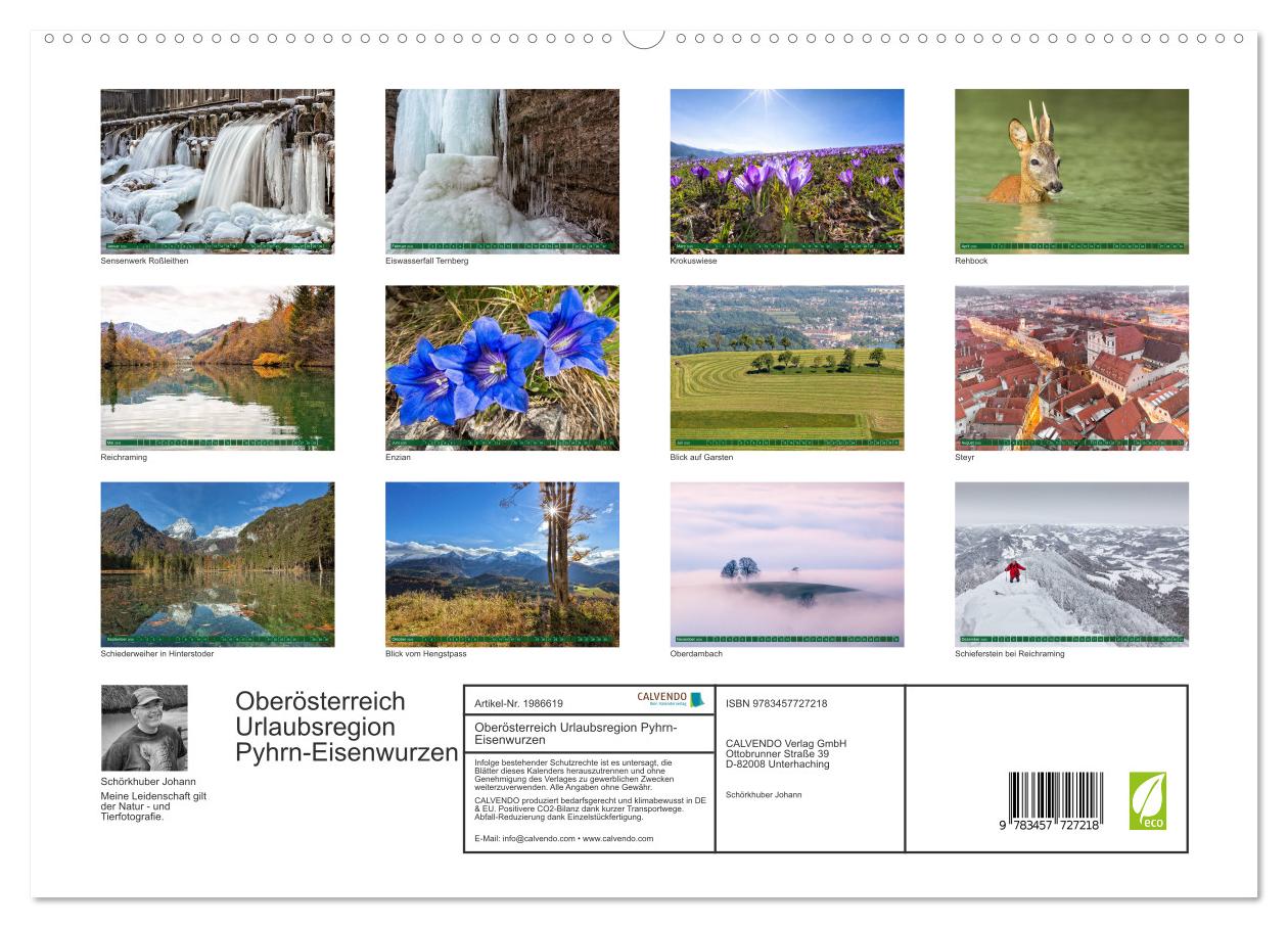 Beispielinhalt (Bild) Oberösterreich Urlaubsregion Pyhrn-Eisenwurzen (hochwertiger Premium Wandkalender 2026 DIN A2 quer), Kunstdruck in Hochglanz