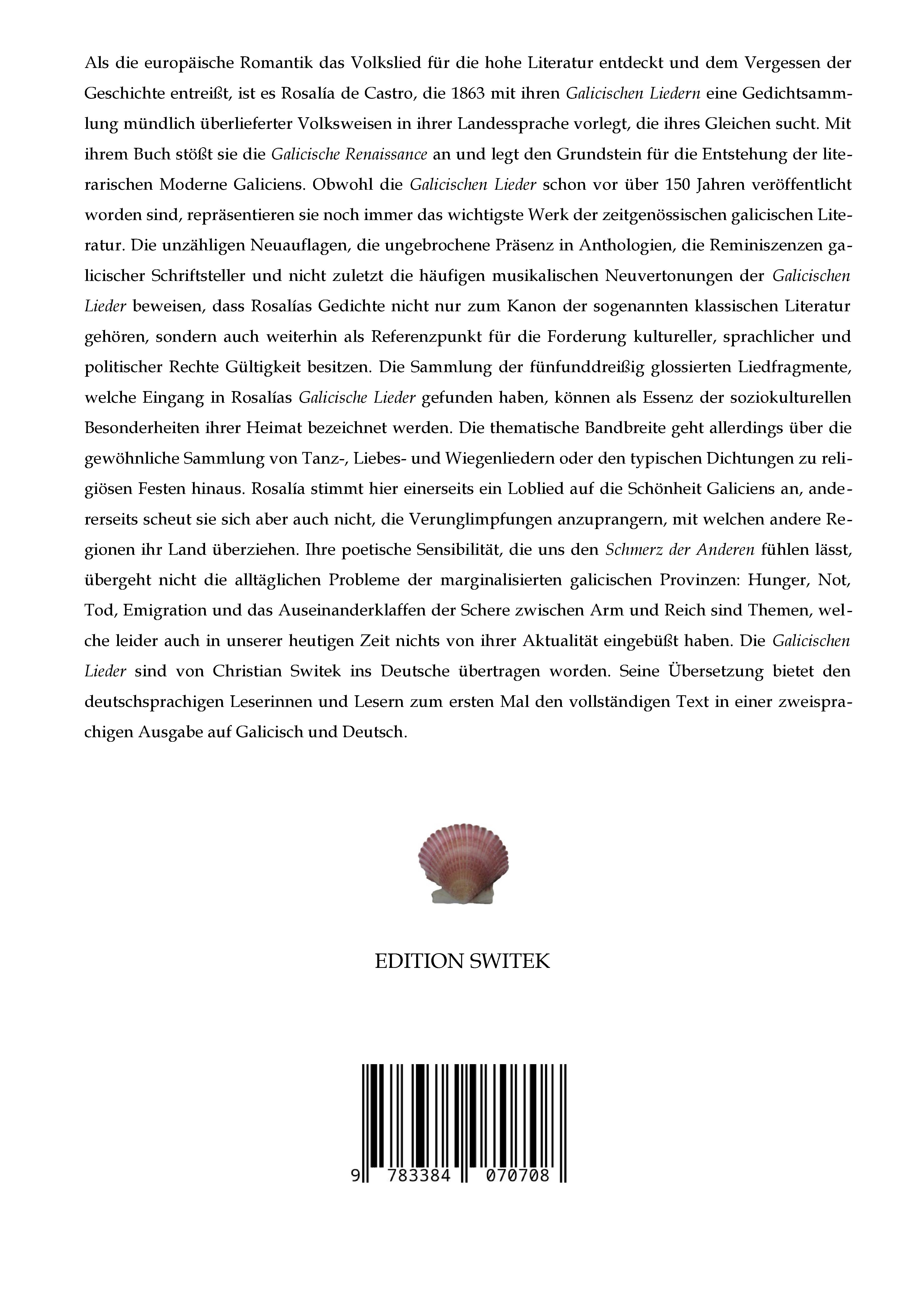 Rückseitencover Galicische Lieder - Cantares Gallegos
