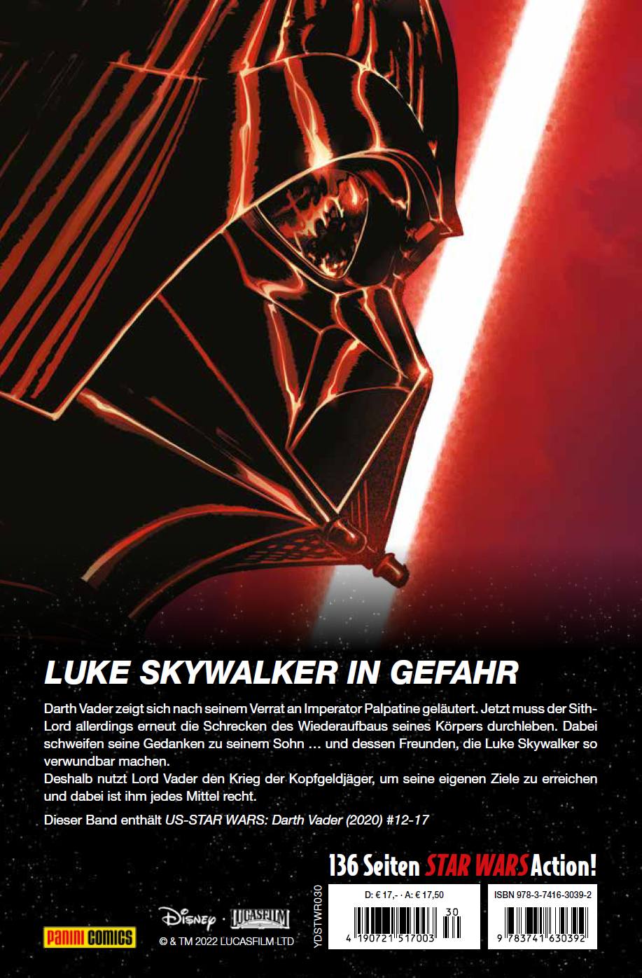 Rückseitencover Star Wars Comics: Darth Vader - Skywalker im Visier